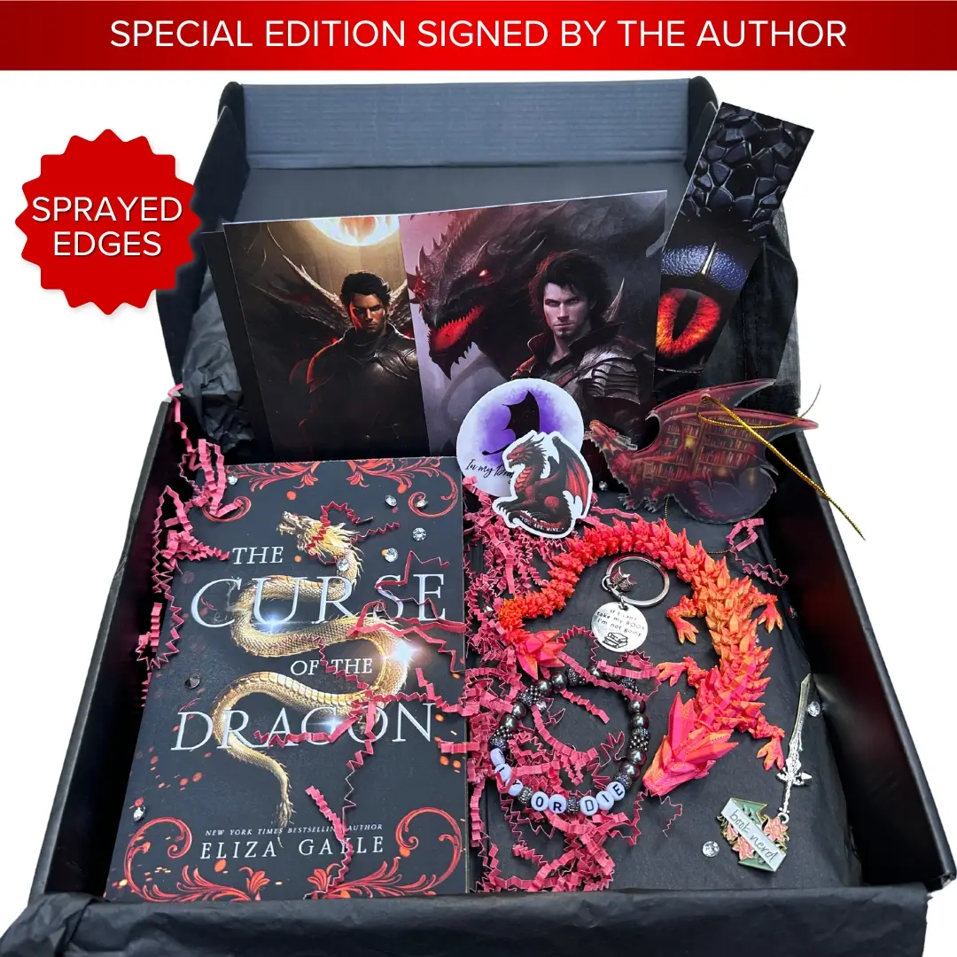 The Curse of the Dragon Signed Special Edition Fantasy Paranormal Romance Paperback with Sprayed Dragon Wing Edges, a Dragon, and Bookish Goodies