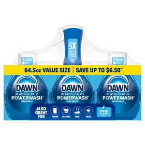 Dawn um PlusPlatin Powerwash Dish Spray Bottle Set, Fresh Scent, 1 Spray Bottle + 2 Refills, 64.5 fl. oz.