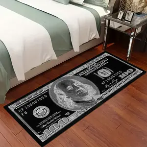 1 piece dollar rug, room decor home area rug, creative black dollar pattern, soft and comfortable long rug, non-slip and machine washable multifunctional suitable for living room, bedroom, bedside, kitchen, bathroom, laundry room, corridor