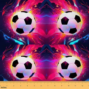 Soccer Fabric By The Yard,1 Yard Ball Game Upholstery Fabric for Chairs,Colorful Style Print Decorative Waterproof Fabric,Women Men Football Fabric