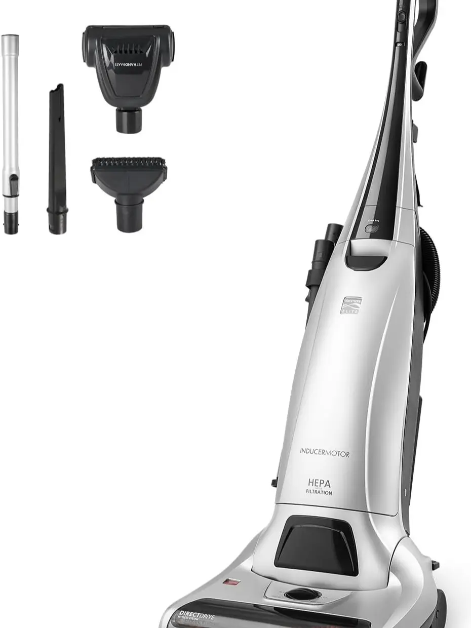 Kenmore Elite 31150 Pet Friendly Bagged Upright Beltless Vacuum w/Pet Handi-Mate, Triple HEPA, 3D Inducer Motor, Telescoping Wand, 5-Position Height Adjustment, 3 Cleaning Tools-Silver | Pet Handi-Mate, Triple HEPA, 3D Inducer Motor, Telescoping Wand