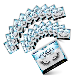 3D MINK ANGEL Eyelashes, 20 Single Packs Luxury Synthetic False Eyelashes,16mm Dramatic Look Maximum Volume. Flare shape, Reusable Faux Lashes Makeup Lash Glue