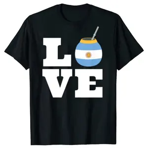 Argentina Culture Themed Graphic T-Shirt Casual Daily Short Sleeve Tee Unique Mate Football National Flag Element Design Top,Father's Day Blanket,Gift for Father, Gift for Mother Crew Neck Funny T-Shirt for Men Sarcastic Cat Meme
