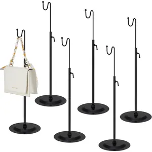 6 Pcs Bag Display Stands Purse Display Stand Adjustable Height Handbag Holder for Home Boutique Store Counter Retail(Black)