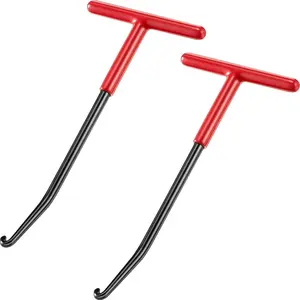 2 Pieces Exhaust Spring Puller Tool Hooks Tool Exhaust Hangers Removal For Motorcycle,Trampoline,Snowmobile,Dirt Bike T Handle Hooks Expander Pipe (Red with Black)