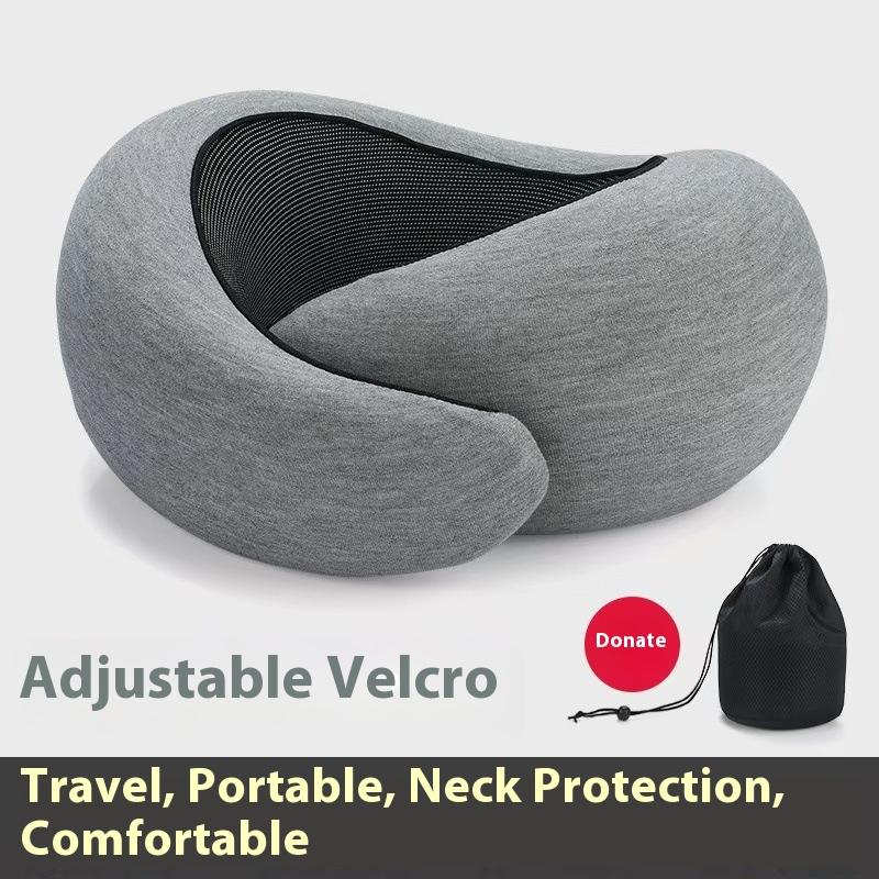 Soft Memory Foam Travel Neck Pillow U Shape Adjustable Support for Comfortable Sleeping on Plane Car Office Noon Break Aerodynamic Design