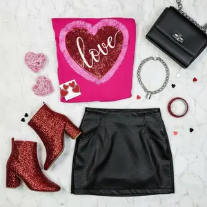 Love Sequin Heart + Fringe Trim Patch
