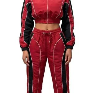 womens two-piece cropped top windbreaker set Womenswear Adjustable Casual Drawstring Everyday Style Vests Fit Basic Long Sleeve Minimalist Short