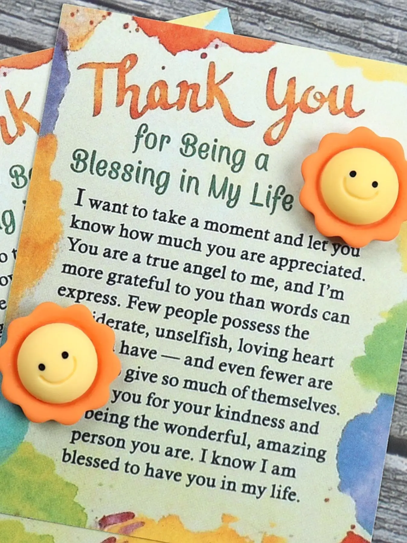 Thank You Greeting Card with Mini Cute Sun Cartoon, Personalized Inspirational Gratitude Appreciation Card for Birthday, Blessing Recipient