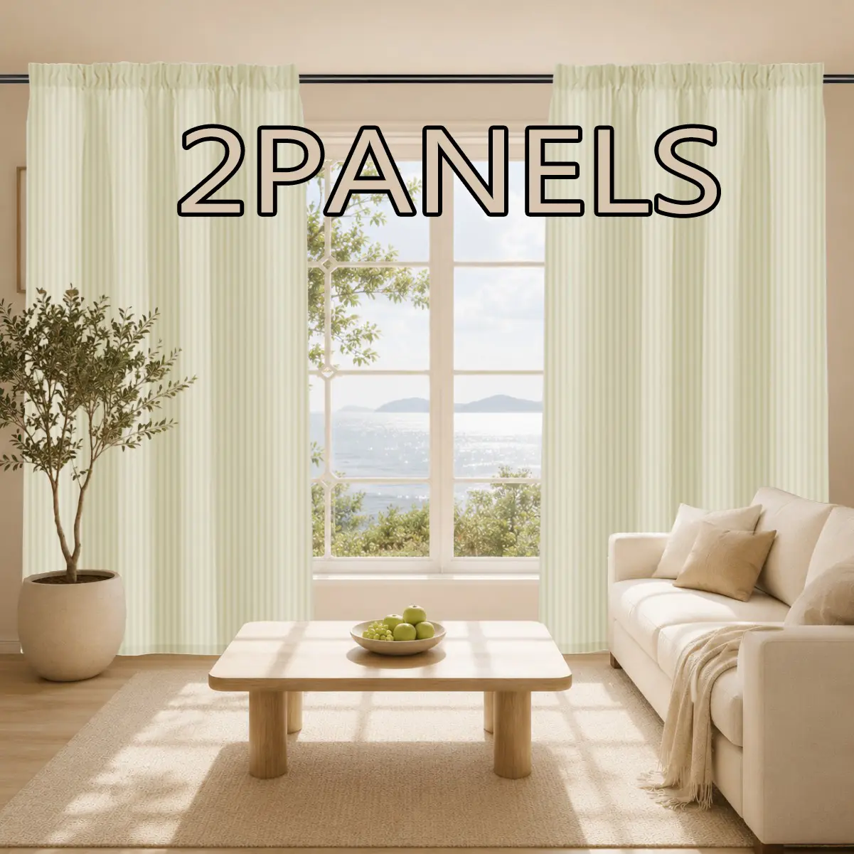 2 pieces, modern minimalist rustic style window screens, vertical striped design blinds, filtering light without transparency for decorative effect, rod-mounted, suitable for bedrooms, living rooms, dining rooms, balconies, and bathrooms