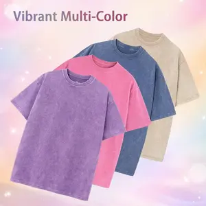 4-Pack Vintage Acid Wash T-Shirts for Men & Women – Oversized Heavyweight Cotton Graphic Tees | Distressed Retro Faded Streetwear Basics | Soft Breathable Summer Tee Set