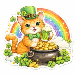 Lucky Little Leprecat Vinyl Sticker