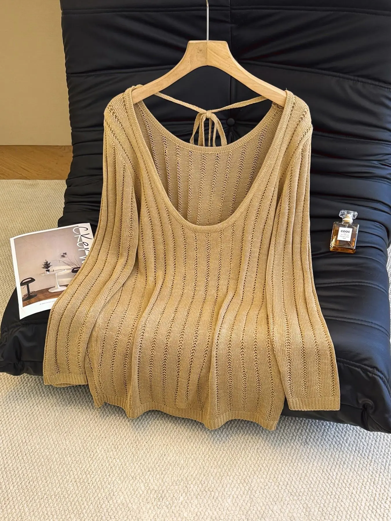 Women's Solid Color Tie Back Sweater Dress, Elegant Fashion Casual Knit Dress for Daily Outdoor Wear, Women Dress for Summer, Casual Fashionable Dress, Womenswear