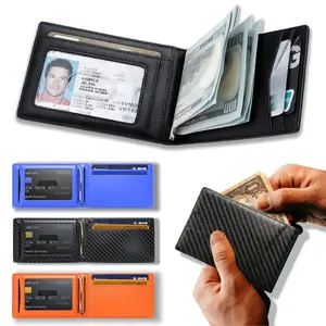 Light luxury wallet business carbon fiber card holder, RFID locking card holder, ultra-thin front pocket wallet, men's portable wallet, men's wallet