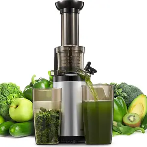 Juicer Machines, Reemix Cold Press Juicer, Compact Small-Size Juice Extractor with Nutrient-Vitamin Dense Output, BPA-Free Tritan Construction, Easy to Clean, Silver, Juicers Machines