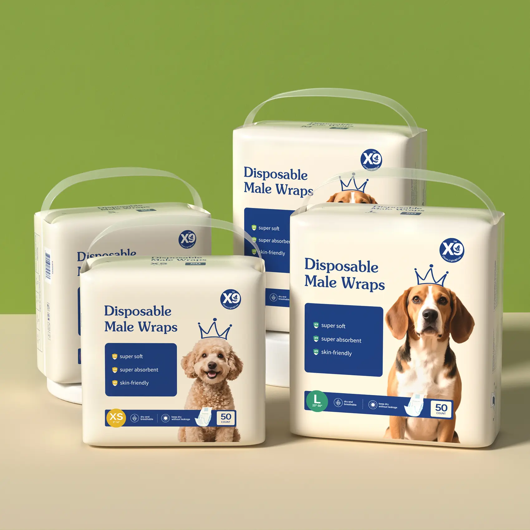 X9 American kennel club male dog wrap,disposablediapers with wetness indicator Pet diapers (male)