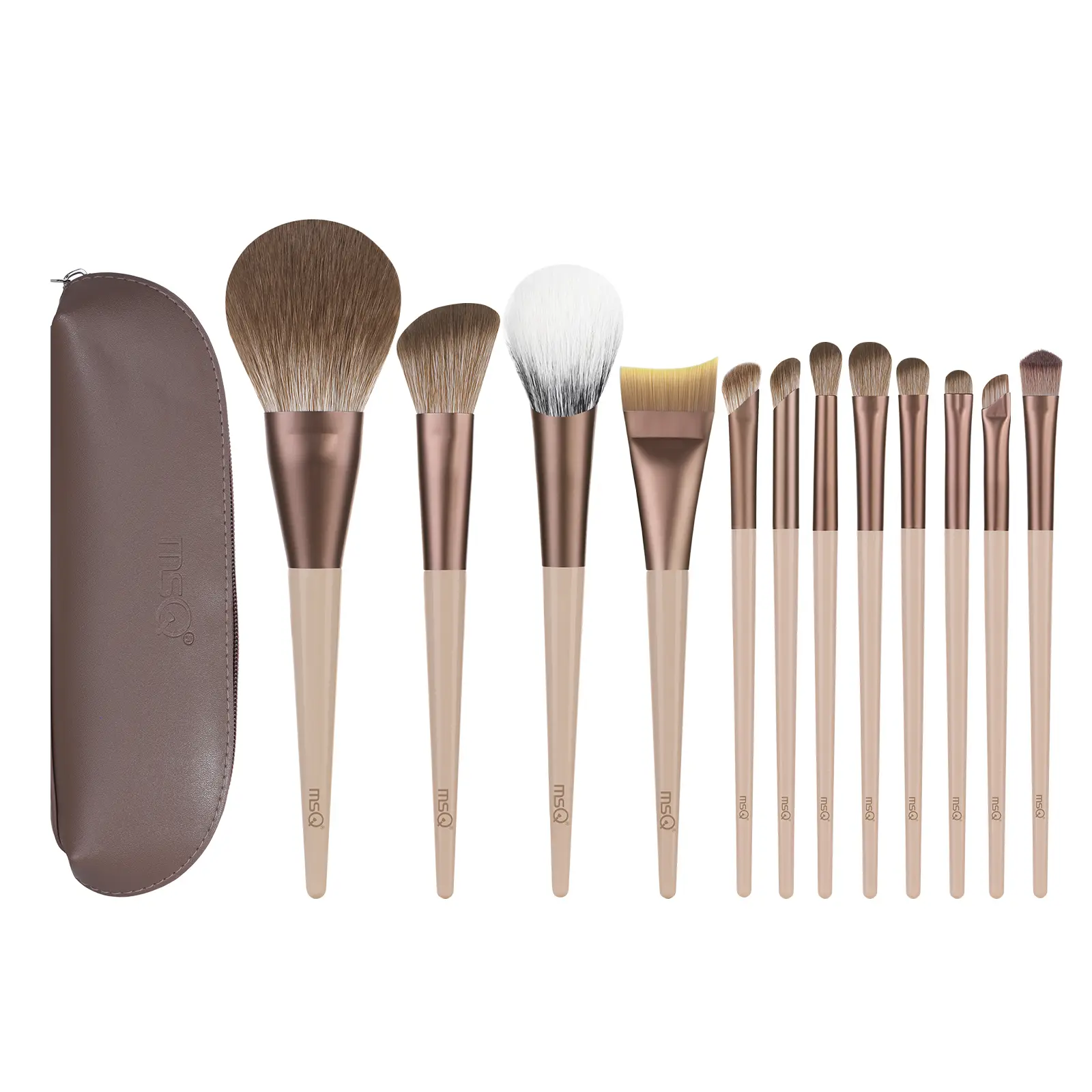 MSQ 10Pcs Mocha Makeup Brushes Set with Soft Bristles for Precise Application and Professional Makeup Look
