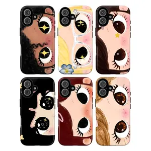 Big Eyes Anime Girl Phone Case – Cute Sparkle Eyes Doll Face Aesthetic, Kawaii Indie Kid Y2K Coquette Soft Girl It Girl Style, Dreamy Cosmic Eye Art Cover for iPhone 17 16 15 14 13 12 11 Pro Max, Trendy Cute Gift for Girl, Women & Her