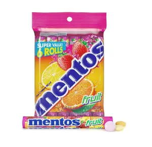 Mentos Candy, Mint Chewy Candy Roll, Fruit, Non Melting, 1.32 Oz , 6 count(Pack of 1)