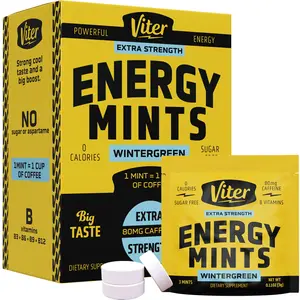 Viter Energy Extra Strength Mints - 80mg Caffeine + B-Vitamins Supplement