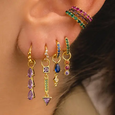Colorblock Chain Design Dangle Earrings Set, Fashionable Jewelry for Women, Trendy All-match & Exquisite Jewelry for Birthday Gift, Fashionable Jewelry Accessories, Aesthetic Jewelry Gift, Stylish Jewelry, Earrings Dangling