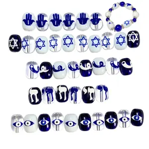 Jewish Prayer Beads, Hanukkah Glass Beads Bulk for Bracelets, Star of David Hamsa Horns Eyes, Craft DIY Jewelry Making Supplies, Gift for Beader, 40 Pcs