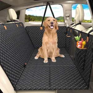 Lekereise 400LBS Hard Bottom Dog Car Hammock - 600D Heavy Duty Waterproof Dog Seat Cover Back Seat Extender, Mesh Window & Storage Pockets, Universal Fit for Sedans SUVs Trucks, Supports Large Dogs