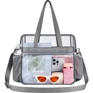 Clear Tote Stadium Approved, Security Travel & Gym Clear Bag for Work Sports Games Concerts Clear Tote Stadium Approved, Security Travel & Gym Clear Bag for Work Sports Games Concerts