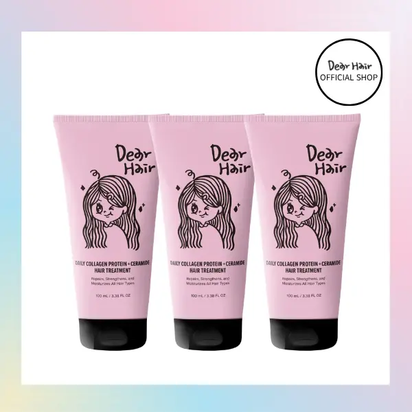[DearHair official] 3-Pack Coconut Scent Hair Treatment 100mL | Collagen Protein + Ceramide for Silky Shine & Frizz Control