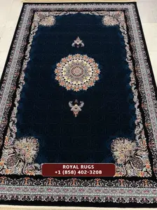Dark Navy Luxury 1500 Reeds Kashan Persian Carpet | High Density | Premium Quality Design A78804