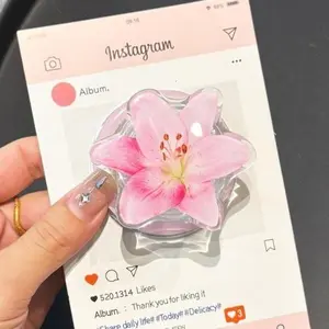 Glossy Flower Phone Grip, Clear Floral MagSafe Phone Holder, Aesthetic Phone Accessory, Cute Gift Idea
