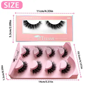 BTLLSSH Lash 10 Pairs Strip Lashes CC D Curl Wispy Faux Mink Handmade Full Strip Eyelash Extention Natural Look Lash Reusable False Eyelashes 14MM Makeup Cosmetic