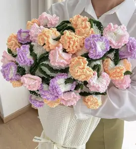 Finished Flower Bouquet Blanket, Handmade Crochet Flower Blanket, Carnation Bouquet Blanket, Soft Knitted Throw Carnation Blanket, Heartfelt & Loving Gift Perfect for Mother's Day, Birthday, Wedding and Valentine's Day