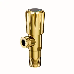 Stainless Steel Triangle Valve for Hot and Cold Water, Adjustable Knob Switch, Durable Copper Finish, Easy Installation for Toilets and Water Heaters