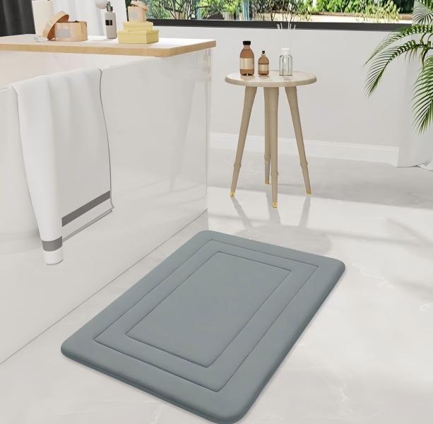 3 Piece Grey Memory Foam Bathroom Rug Set, Ultra Soft Coral Velvet Bath Mats, Non Slip Absorbent Washable Floor Mats for Tub Shower,Toilet