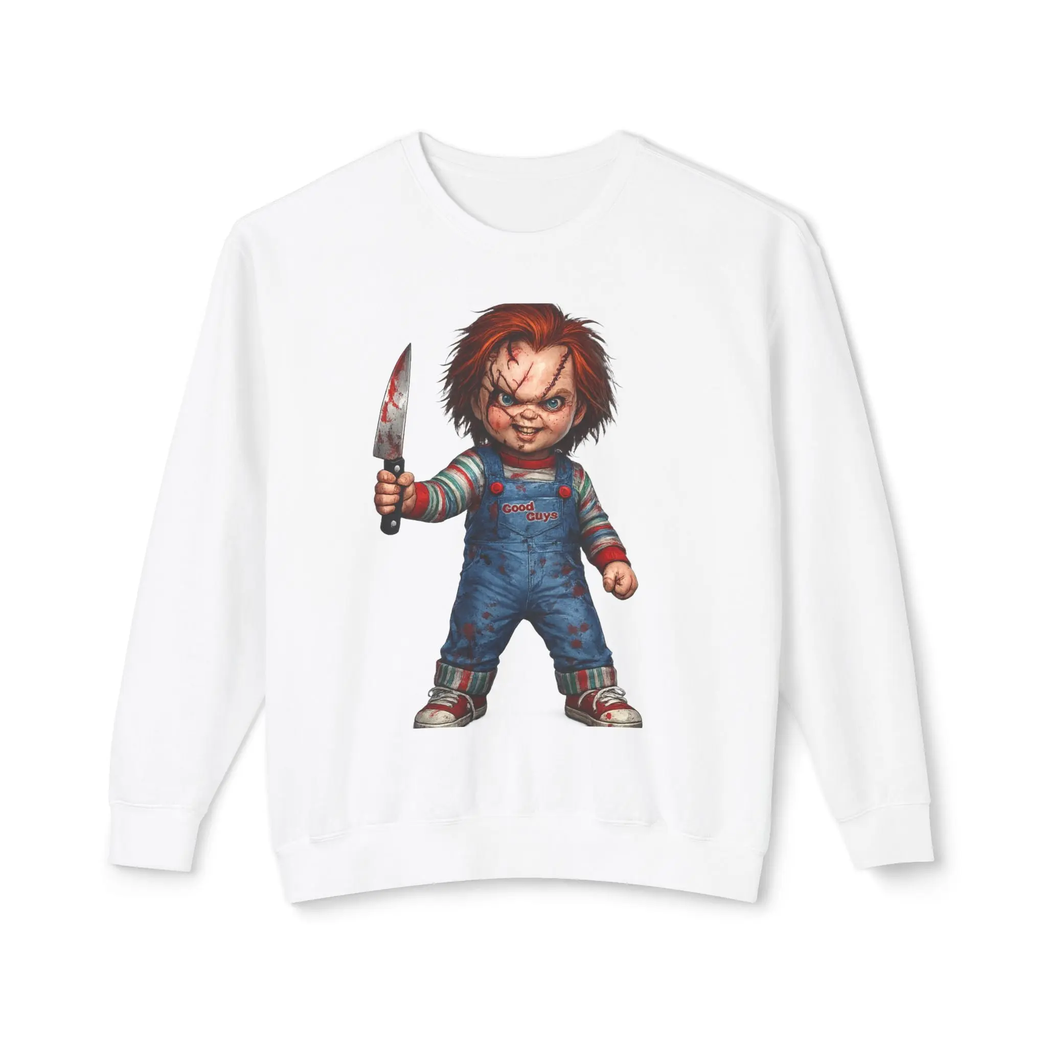 Chucky Killer Doll Sweatshirt — 'Leaves Chaos Everywhere' Horror Crewneck