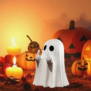 Halloween Ghost Figurine Spooky Resin Middle Finger Ghost Decor Cute & Edgy Indoor Outdoor Halloween Decor for Porch & Home 1 Figurine Gift Ghost Decor Statue dark fantasy collectible minidecor magic