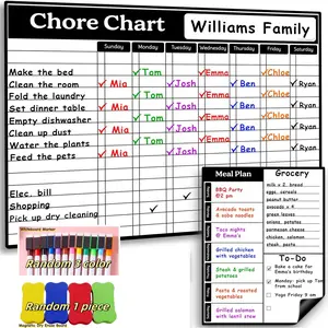 Magnetic Chore Chart Dry Erase Whiteboard Set, Pocket Charts for Teens & Adults, Daily To-Do, Grocery, Notes, Includes Markers & Eraser