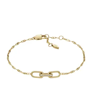 Fossil Women's Heritage D-Link Gold-Tone Stainless Steel Chain Bracelet