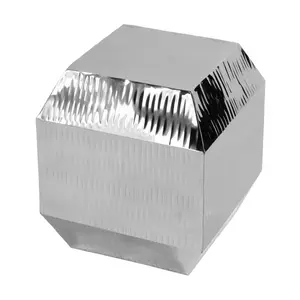 360 Stand 20 in. Silver Stain-Resistant Stainless Steel Square Block Base End Table, Modern Accent Table
