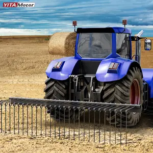 OEDRO 72 Inch Durable Powder Coated Steel Pine Straw Rake 3 Point Steel Spring Landscape Rake Fit for Category 0 Category 1 Black