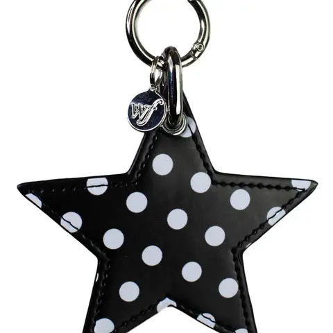Wildflower Cases Black and White Polka Dot Star Key Charm - Limited Edition Cute Classic Fashion Keychain Decor, Polyurethane Bag Accessory, Dainty Phone Case Add-On, Women-Owned Small Business Item
