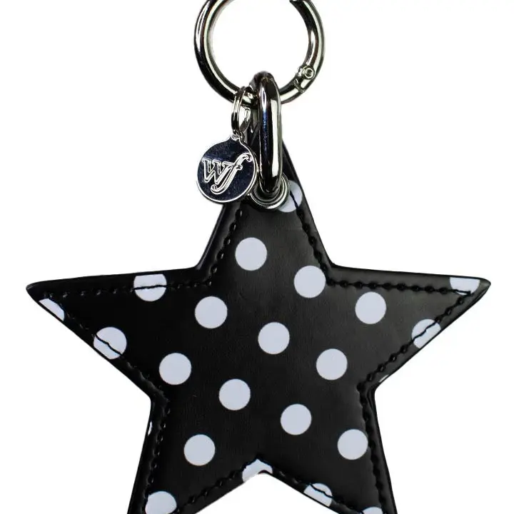 Wildflower Cases Black and White Polka Dot Star Key Charm - Limited Edition Cute Classic Fashion Keychain Decor, Polyurethane Bag Accessory, Dainty Phone Case Add-On, Women-Owned Small Business Item