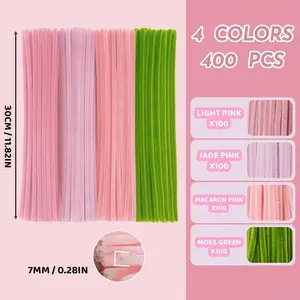 Upgraded Pipe Cleaners Craft Kit: 574pcs DIY Flower Making Supplies with Exclusive Color Palette | Includes 400pcs Chenille Stems, 20pcs Floral Wire,2pcs Gardening Tape, 1pc Tutorial, 150pcs Stamen & 1m Ribbon for Mother's Day Arts & Crafts