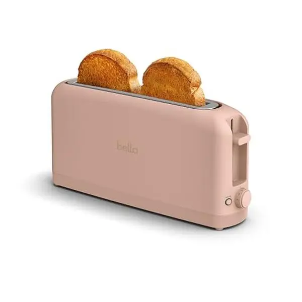 Bella 2-Slice Slim Toaster, 10" Long Slot, 6 Shade Settings, Reheat & Cancel, Anti Jam, Auto Shutoff, 900W, Blossom, Fits-Anywhere Kitchenware
