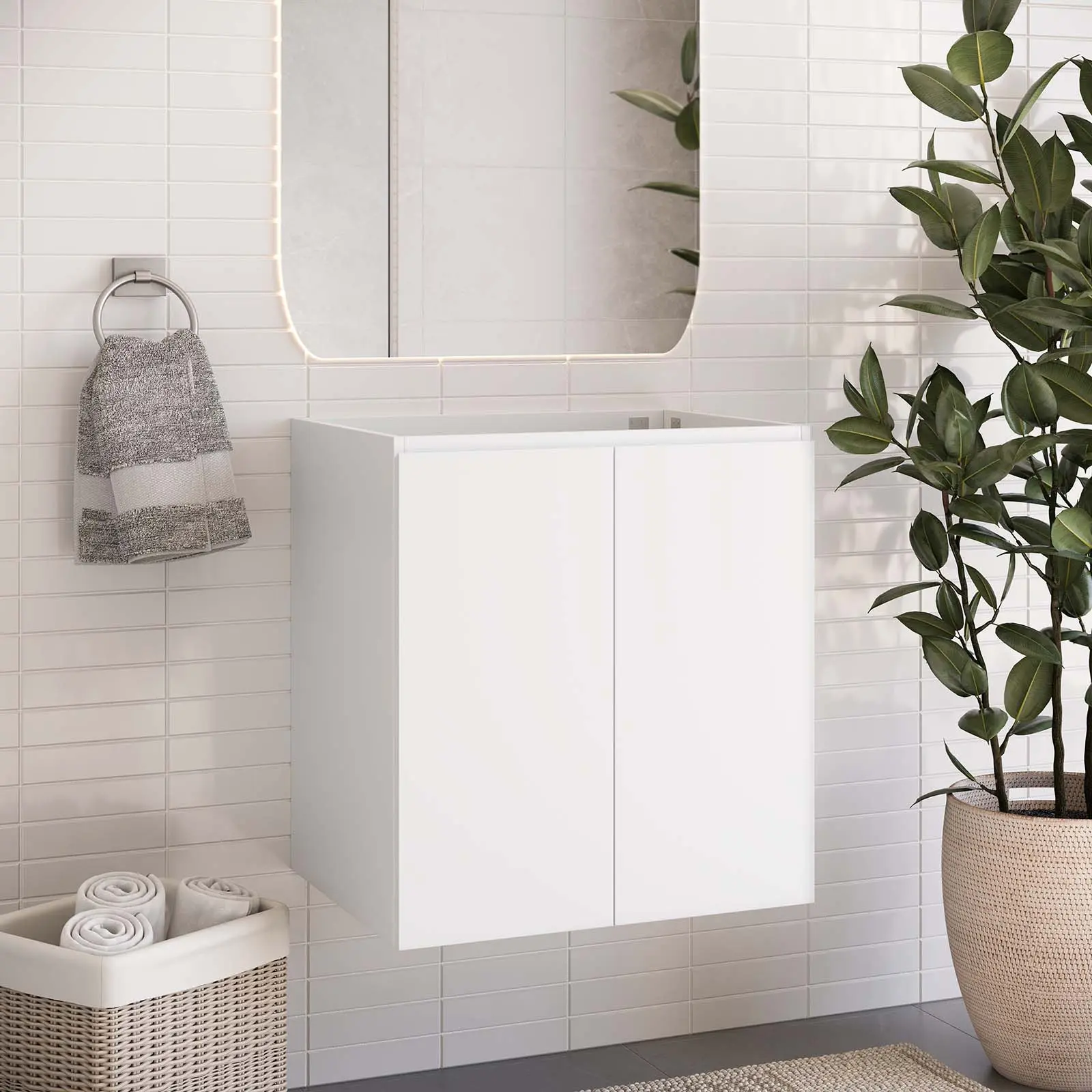 Modway Bryn 24" Wall-Mount Bathroom Vanity, Bathroom Storage Cabinet (Sink Basin Not Included) in White