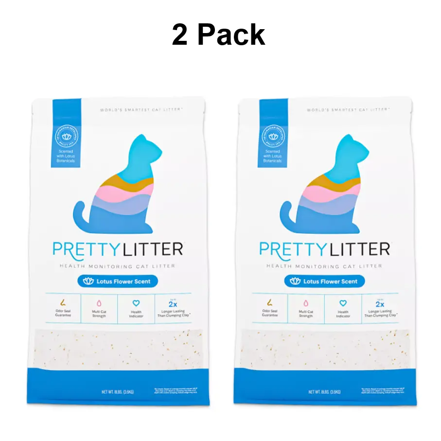 Pretty Litter Health Monitoring Multi-Cat Crystal Cat Litter - Lotus Blossom Scented, Lightweight, 8Lb, 2 Pack