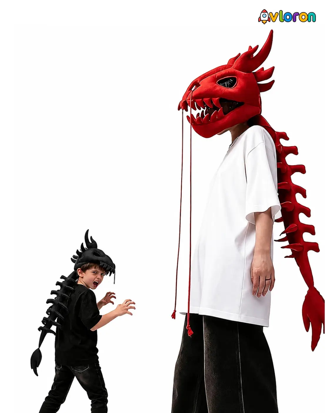 Avloron Dinosaur Skeleton Headpiece – 3D Plush Skull Headwear for Halloween Cosplay, Festivals & Unisex Costume Dress Up