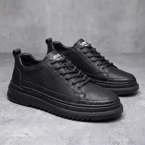 Men's Casual Sneakers — Lace-Up Fit, Microfiber Leather with Texture, All-Day Comfort & Cushioning, Non-Slip Traction