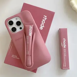 Rhode Style Lip Gloss Holder Phone Case for iPhone 11–17 Pro Max, Soft Silicone Makeup Case – Low Stock, Buy Now